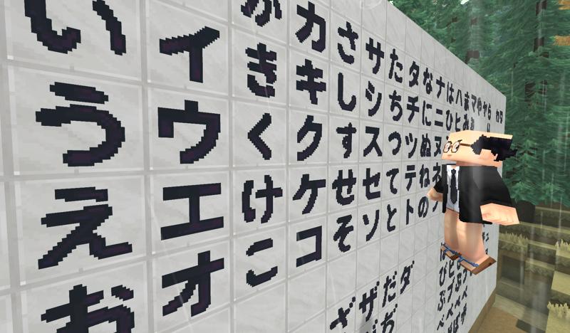 Kana alphabet on wall